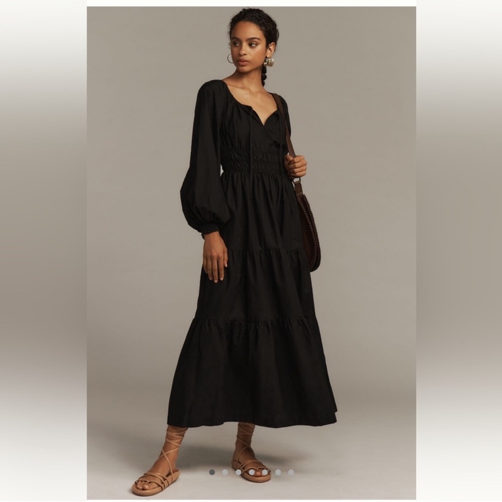 Anthropologie The Somerset Maxi Dress:
Puff-Sleeve Edition Black Sz Small